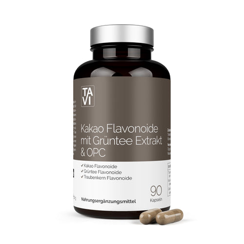 TAVI® Flavonoide Komplex Kapseln (Kakao-Flavanole, OPC Traubenkern, Grüntee EGCG)