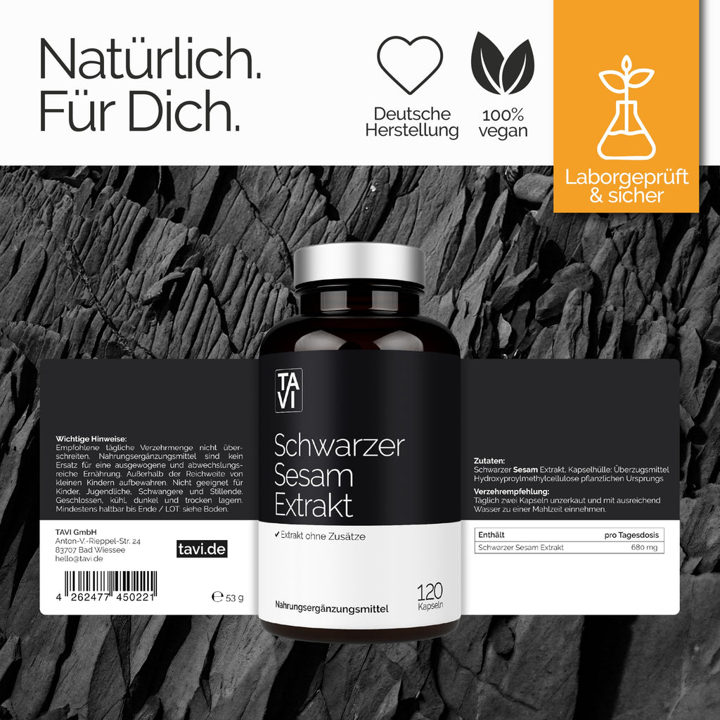 TAVI® Schwarzer Sesam Extrakt Kapseln (Sesamum indicum)