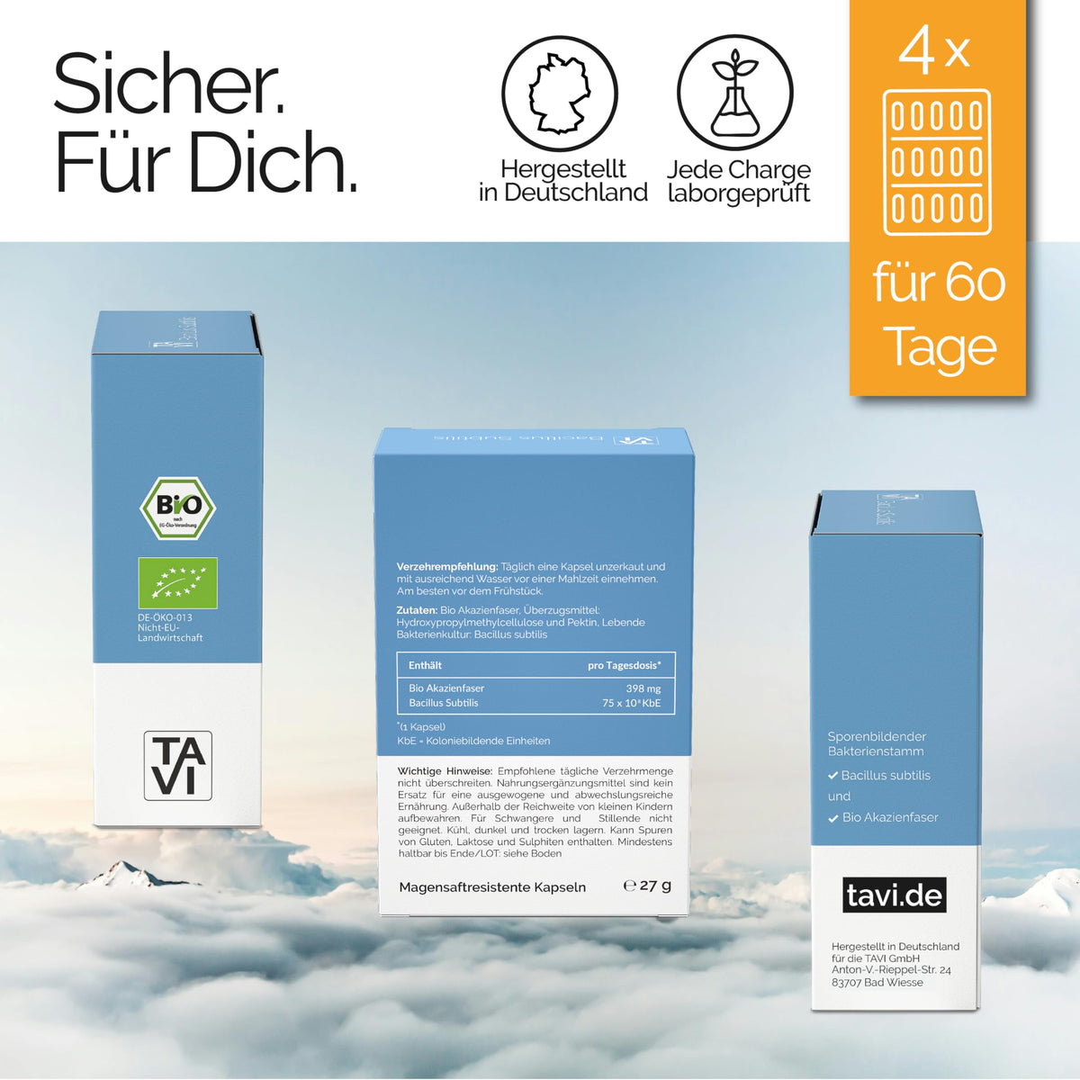 TAVI® Bacillus Subtilis Bio Kapseln (B. subtilis, sporenbasiert, lebende Bakterien)