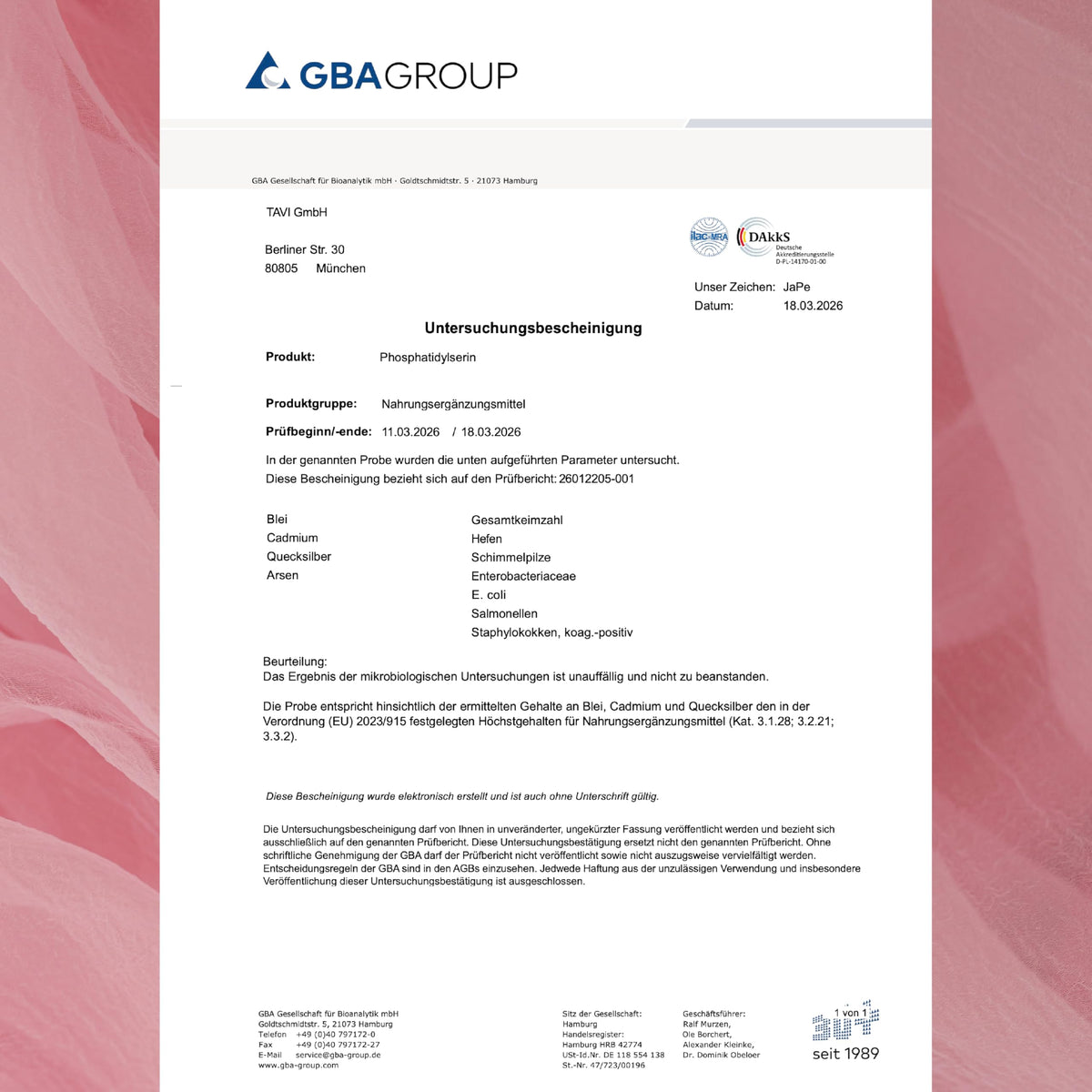 TAVI® Phosphatidylserin Kapseln (PS aus Sojalecithin)