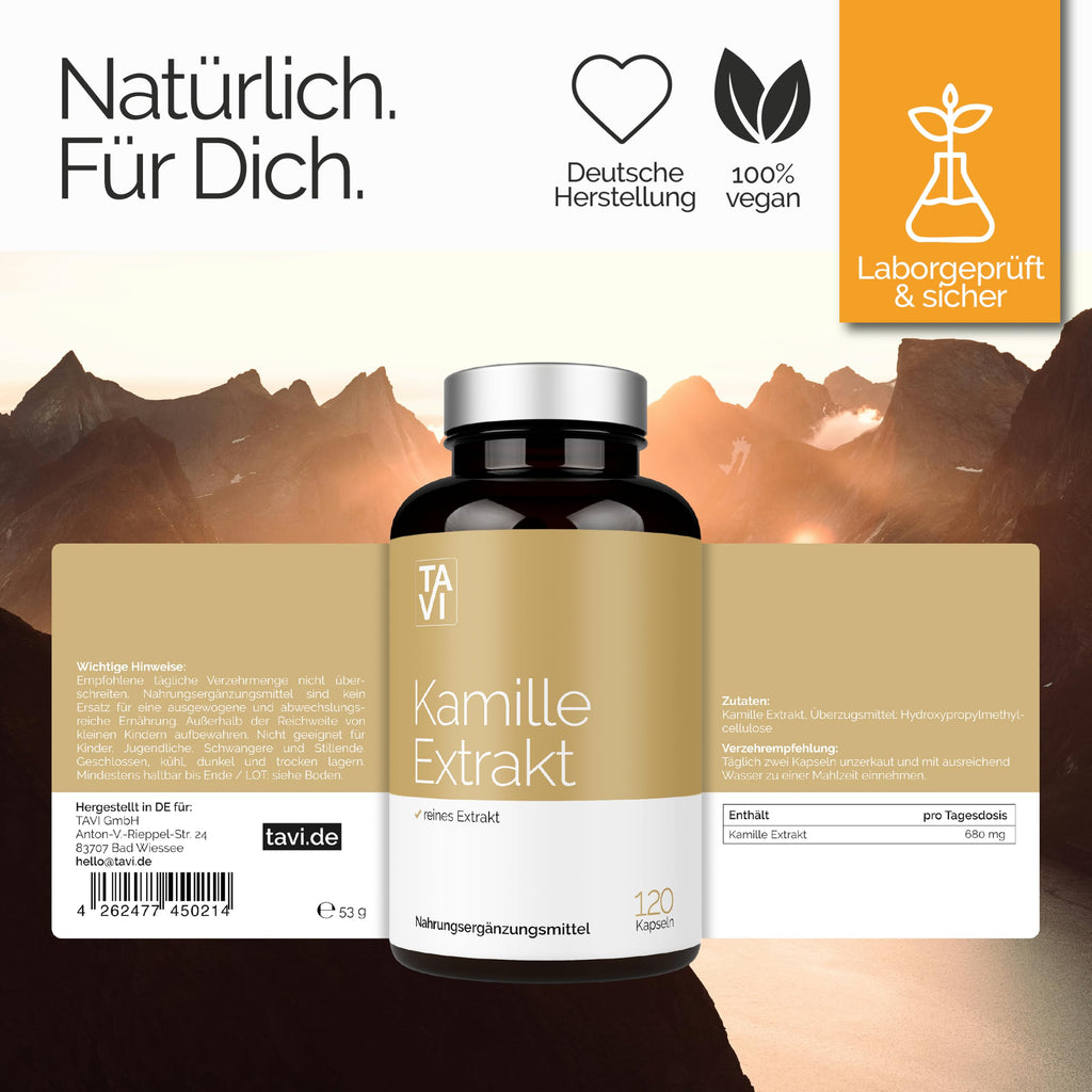 TAVI® Kamille Extrakt Kapseln (Kamillenblüten, Matricaria chamomilla)