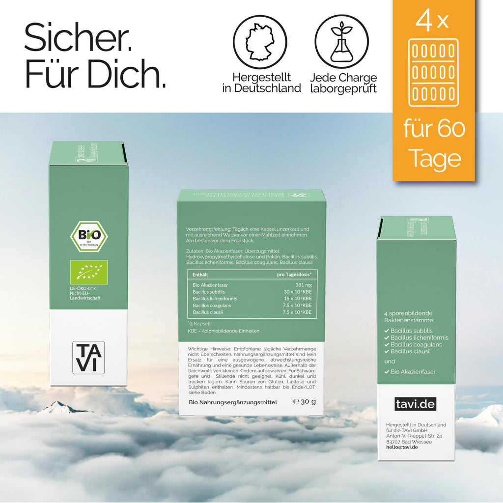 TAVI® Sporenbasierte Bacillus Kapseln, Bio, lebende Bakterien (Subtilis, Coagulans, Clausii)