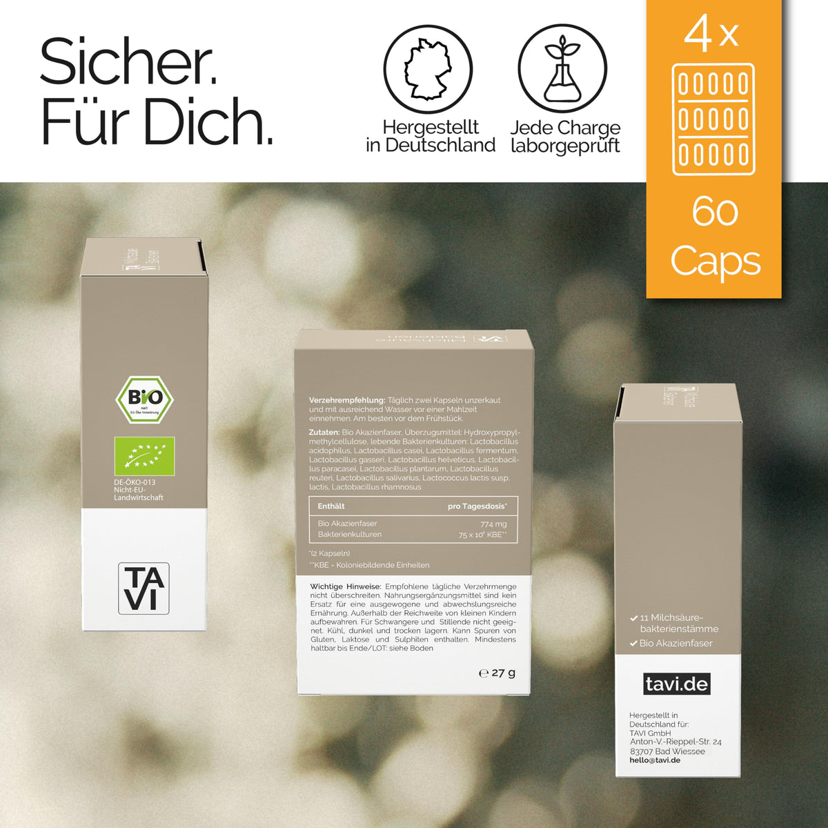 TAVI® Milchsäurebakterien Bio Kapseln (Lactobacillus-Stämme, lebende Bakterien)